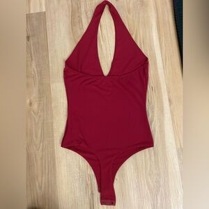 ❤️‍🔥❤️‍🔥Chic Halter Neck Red Sleeveless Sexy Bodysuit